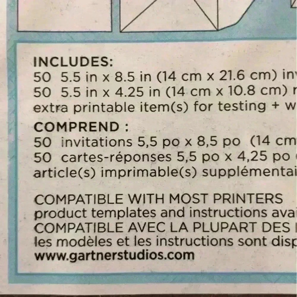 GARTNER STUDIOS pack of 50 blank invitations - Picture 5 of 6